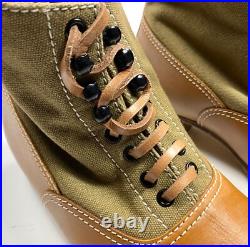 Wwii German M31 Afrika Korp Desert Combat Field Leather Web Low Boots-size 13