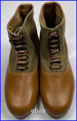 Wwii German M31 Afrika Korp Desert Combat Field Leather Web Low Boots-size 13
