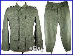 Wwii German M43 Wh Em Field-grey Wool Uniform Jacket And Trousers Size L-33101