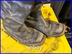 Wwii German Post War Infantry M1931 Black Leather Jackboots- Size 9