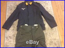 Wwii German Uniform, M40 Wool Luftwaffe Tunic And Wool M40 Field Grey Trousers