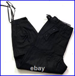 Wwii German Waffen Panzer Tanker Black Wool Trousers-medium