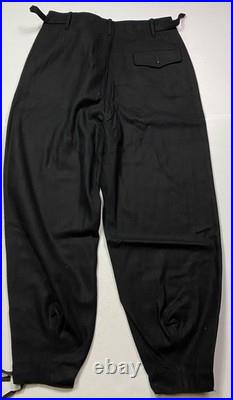 Wwii German Waffen Panzer Tanker Black Wool Trousers-medium