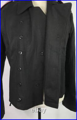 Wwii German Waffen Panzer Tanker Black Wool Wrap Jacket-size 3 (44-48r)