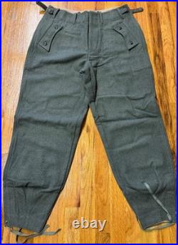 Wwii German Waffen Panzer Tanker Field Grey Wool Trousers- Medium