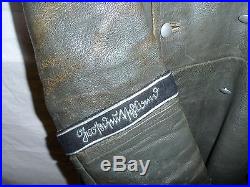 Zg2 WWII German Leather Overcoat Size 36 Length 44