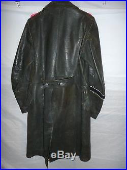 Zg2 WWII German Leather Overcoat Size 36 Length 44